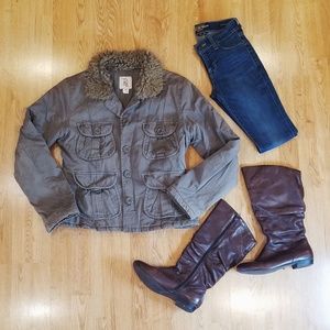 anchor blue Faux Fur Jacket